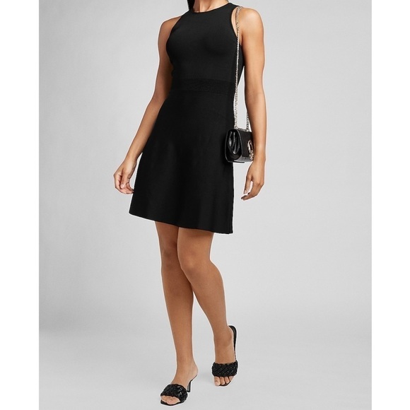 EXPRESS Sleeveless Fit & Flare Sweater Dress - Picture 1 of 11